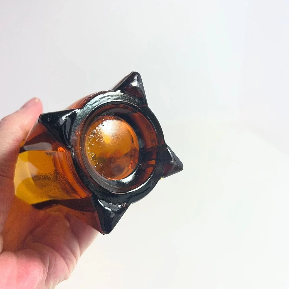 Vintage MCM 1960s Anchor Hocking Rocket Vase Atomic Amber Glass 9